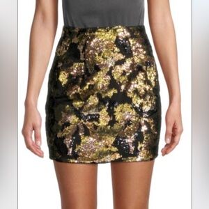 IRO NWT Liv Sequined Mini Skirt Khaki Camouflage 36 /4